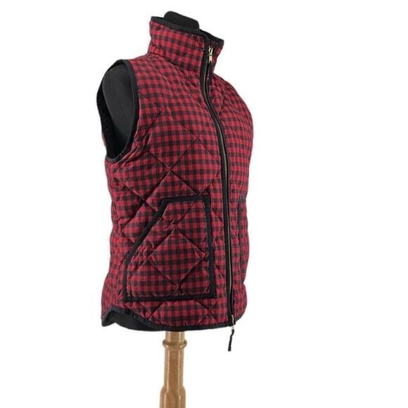 J.Crew quilted vest down fil buffalo plaid cottage mountain outdoors sz sm - Picture 2 of 10
